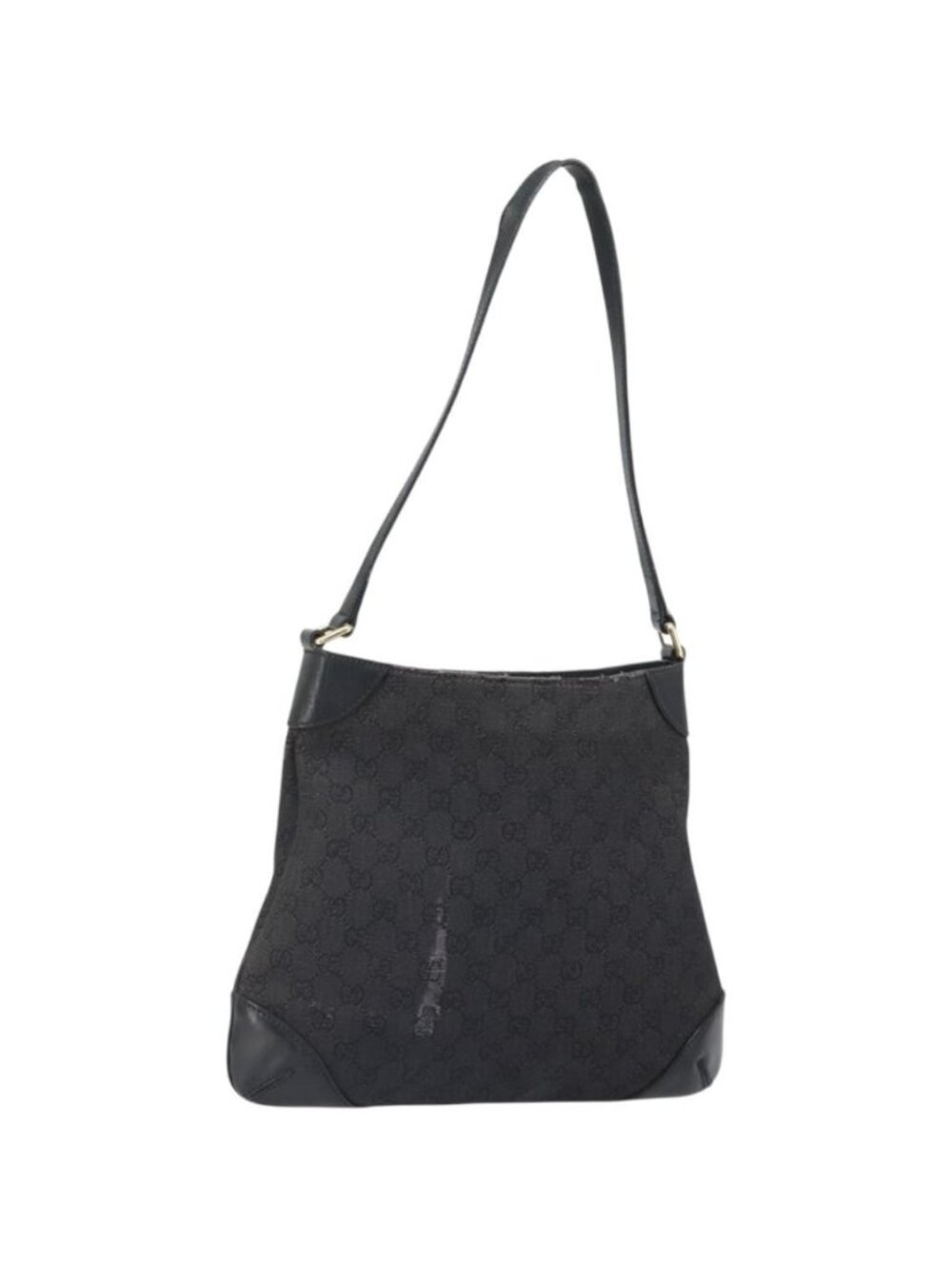 GUCCI GG Canvas Shoulder Bag Black Gold 248272